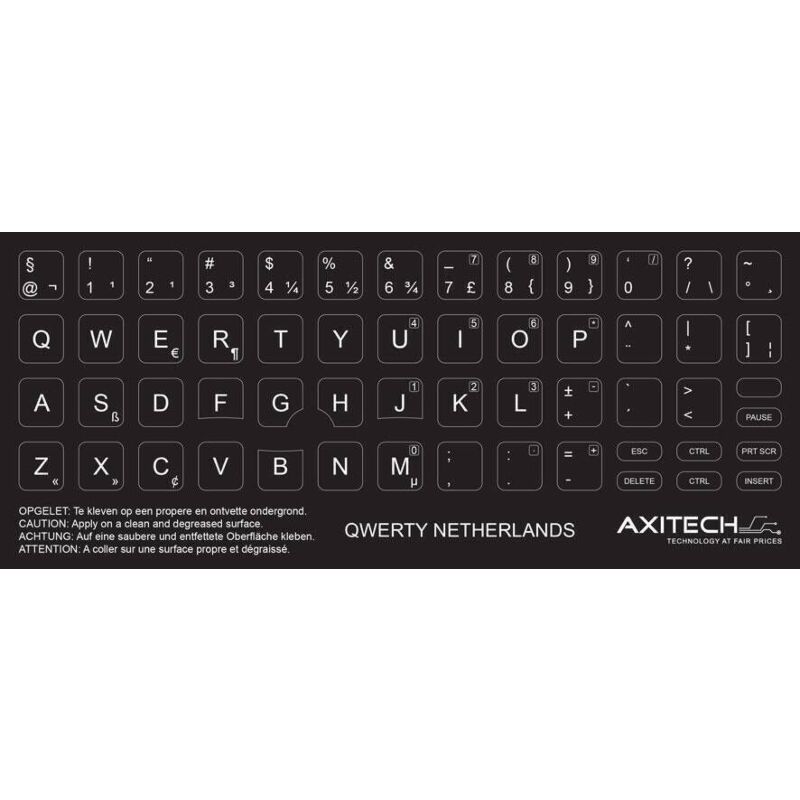 schoonmaken in de buurt kortademigheid Axitech Notebook Keyboard Stickers Qwerty Netherlands Black - Axitech