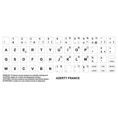 Axitech Notebook Keyboard Stickers Azerty France White - Axitech